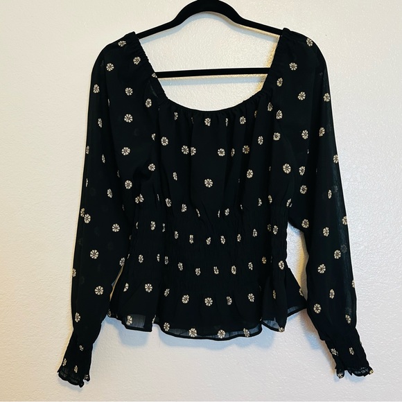 NEW MADEWELL (Re)sourced Georgette Square-Neck Smock-Waist Top long sleeve - Picture 6 of 9